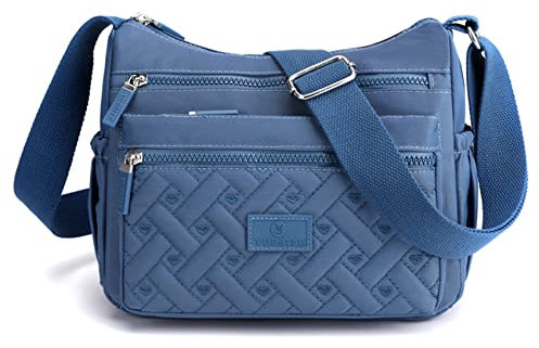 NOTAG Nylon Umhängetasche Damen, Wasserdicht Casual Schultertasche Mehrere Taschen Messenger-Tasche (Blau)