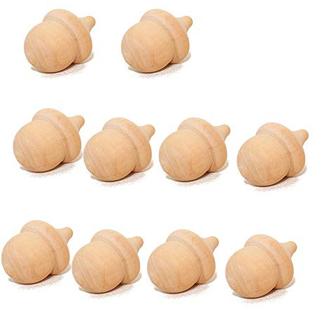 VOANZO 10 Stücke Blank Holz Eicheln Unfinished Holz Handwerk Hochzeit Dekoration (3,5mm x 2,5mm)