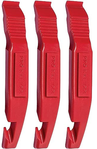 PRO BIKE TOOL Reifenheber Fahrrad 3 Stück – stark und langlebiges Reifenentfernungswerkzeug für Rennrad- oder Mountainbike-Reifen - Fahrrad Reifenheber in Schwarz und Rot - Fahrrad Werkzeug