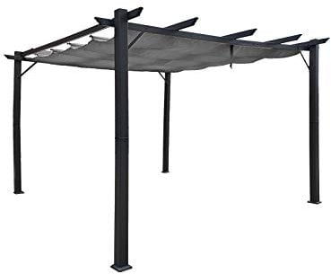 Jet-line | Pavillon 3x4 Luxor Light | Pergola Überdachung | Sonnenschutz | Terrassenüberdachung | Garten | anthrazit | Sonnenschutz | Sonnendach | UV Schutz | 4 x 3 m | Pergola mit Notüberlauf