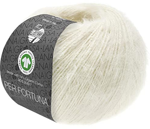 LANA GROSSA Per Fortuna GOTS | Leichtes Sommerflauschgarn mit Baumwolle | Handstrickgarn aus 74% Baumwolle (Bio) & 26% Polyamid | 50g Wolle zum Stricken & Häkeln | 190m Garn FB 8