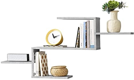 [en.casa] Schweberegal Flekkefjord 104 x 14,5 x 49,5 cm Wandregal mit 5 Ablagen Wandboard Hängeregal Betonoptik