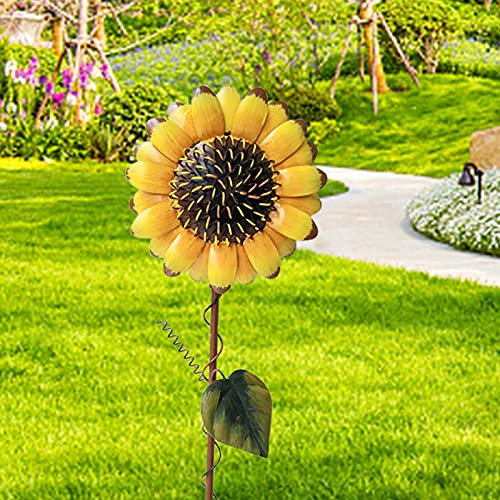 Shunfaji Metal Sunflower Stake - Vintage Garden Metal Flower Art Decor, for Outdoor Patio Yard Lawn Garden Decoration
