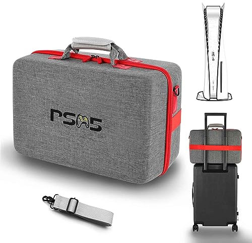 ASNOMY Borsa PS5 ,Custodia da Trasporto per PS5, Custodia Rigida Borsa da Viaggio Custodia Protettiva Organizzatore per Console Playstation 5,Dischi,Caricabatterie e Accessori
