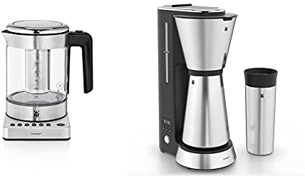 WMF Küchenminis 2 in 1 Vario Wasserkocher mit Temperatureinstellung, 1,0l, 1900 W, Teekocher Glas mit Teebeutelhalter und Sieb & Küchenminis Aroma Filterkaffeemaschine mit Thermoskanne, 870 Watt