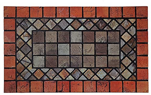 Nicoman Red Edge Tile Mat Barrier Doormat Eco-Friendly Scrape and Absorbent Indoor/Outdoor Door Mat, Regular (75x44cm), Red Border
