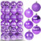 Favuit Christbaumkugeln, 4cm 36er Weihnachtskugeln Set Kunststoff Baumschmuck Christbaumschmuck Weihnachtsbaumschmuck Weihnachtsbaumkugeln Dekokugeln Kugeln Weihnachten(Violett)