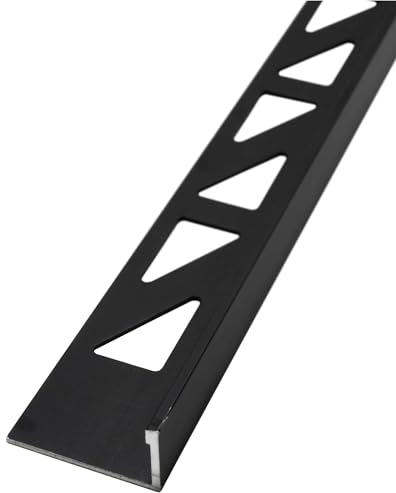 Dalsys 5x Fliesenschiene Winkelprofil 2,5m x 10mm Aluminium (eloxiert) Schwarz, Fliesenprofil