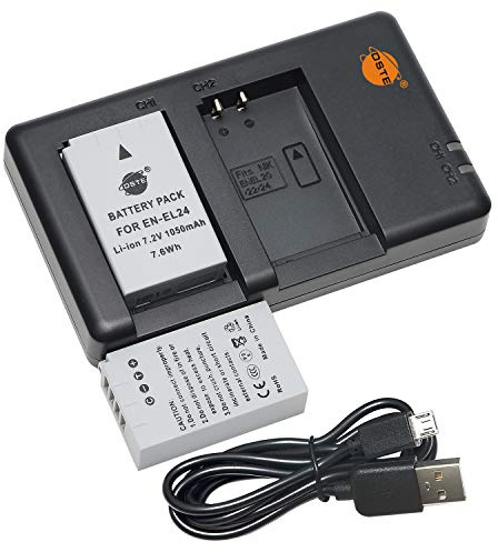 DSTE 7.2V 1050mAh EN-EL24 QIAOJINLIN Lithium Battery Pack(2 Packs) and Dual Charger Compatible with Nikon 1 J5 Compact System Camera
