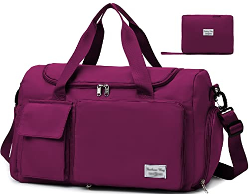 Tokeya Sac de Voyage Grande Capacité avec Compartiment Chaussure, Mauve | Femme Sacs de Sport, Sac de Voyage avec Poche Humide Imperméable, Léger Sac à Weekend Fourre-Tout, Sport Gym Duffel Bag