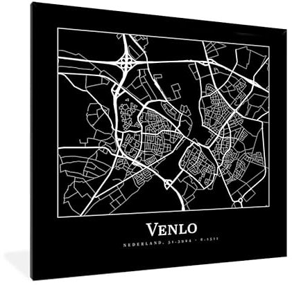 MuchoWow Poster Bilder Wanddeko Deko Wohnzimmer 40x40 cm Venlo - Stadtplan - Karte