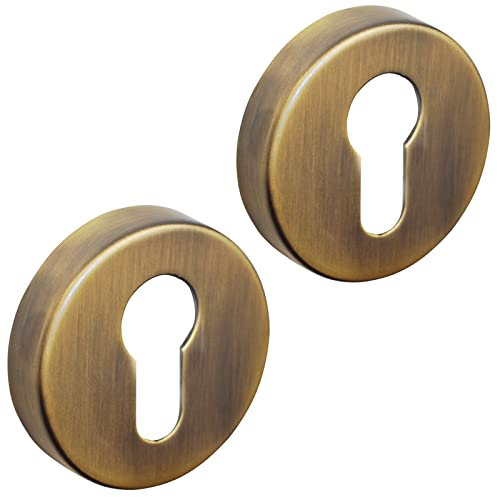 Decoranddecor Pair of Euro Escutcheon Cover Key Rose (Pair of Euro Escutcheon Cover, Antique Brass)