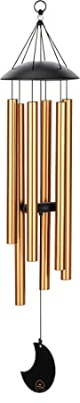 Sonic Energy Moon Meditation Chime – 80 cm, Bronze – Windspiel mit 6 Klangstäben, 432 Hz – Dekoration für Innen- und Außenbereich (MMC32B)