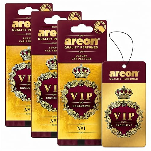 AREON VIP - Hanging Cardboard Air Freshener for Car, Home & Office - Premium Cologne Perfume with Natural Fragrances - Long Lasting, Fresh, Luxurious Scent - Stylish Design - № 1, Pack of 3