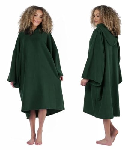 Brentfords Handtuch Poncho Erwachsene Kapuze Groß Bad Schwimmen Surf Strand Absorbent Microfiber Changing Dry Poncho Handtuch for Men Jungen Quick Dry, Forest Green