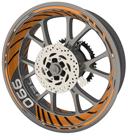 KTM 990 Premium Qualität Felgenrandaufkleber für Motorrad KTM 990 (Aufkleber für die 2 Felgen) (Orange)
