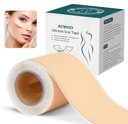 ACWOO Feuilles de Cicatrice en Silicone, 1 M Pansement Silicone Cicatrice, Feuilles de Retrait de Cicatrices, pour les Cicatrices Causées par Césarienne, Chirurgie, Brûlures, Chéloïde, L'acné