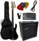 BASSO ELETTRICO NERO MANCINO - BASSI ELETTRICA BLACK PER MANCINO - SET ELLETRICHE CON AMPLIFICATORE DA 30WATT - BORSA - PLETTRO - CORDE - SINTONIZZATOR