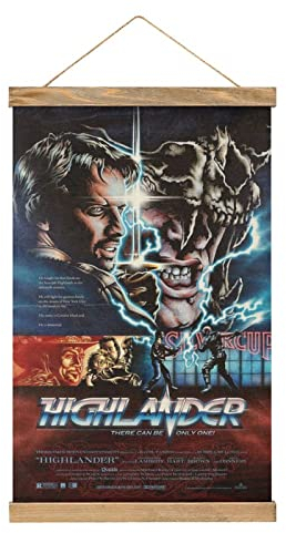 TTOOXZ Highlander Film-Poster, Stoffbild, Kunst, Holzrahmen, zum Aufhängen, Druck, Aufhänger für Raumdekoration, Ölleinwand, Geschenk