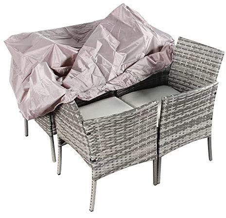 COSMO BUY 4 Piece Rattan Garden Furniture Set Outdoor Patio Sofa, table and chairs garden table Ideal for Pool Side, Balcony, Outdoor and indoor Conservatory Patio Set (Grey with Rain Cover)