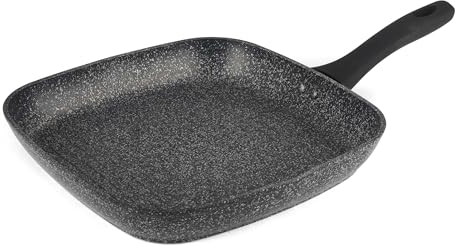 Salter® BW10702 Megastone Thermo Collar Collection, Non-Stick, Corrosion & Scratch-Resistant Forged Aluminium Griddle Pan, 28 cm, Heat Indicator Collar, Metal Utensil & Dishwasher Safe