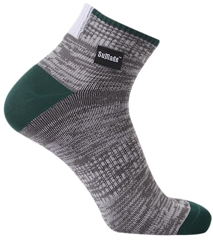 SuMade Waterproof Socks, Womens Boys Neoprene Water Socks Wet Weather Outdoor Recreation Sock Ankle Sock for Fishing Hiking Wading 1 Pair (Grey&Green,X-Small)