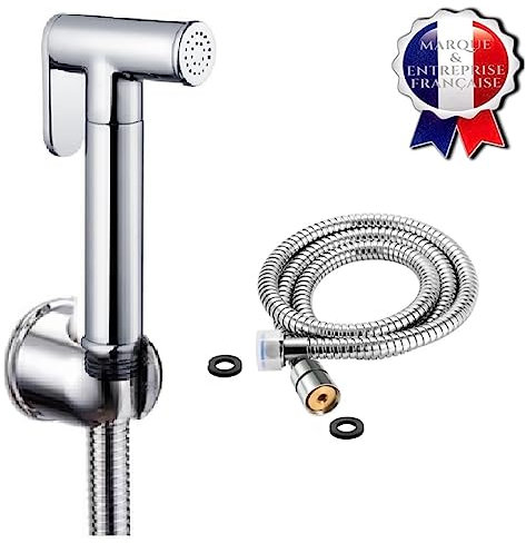 BbfStyle - Marque Française - Kit Douchette WC Sans Vanne 3 voies - Élégance - Finition Chromé - Standard Français - Taharat - Brass Sans Vanne 3 Voies