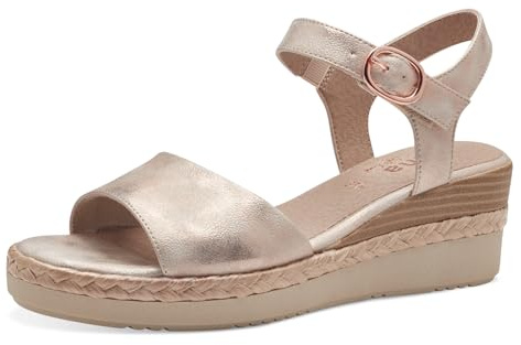 Jana Sandales Femme à Talon compensé avec Fermeture Velcro Vegan