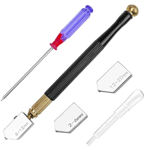 Lectorias Tagliavetro Professionale, Taglia Bottiglie di Vetro, Kit di Taglio di Vetri per Lavorazione Profonda, Punta di Diamante Coltello, Strumento Taglierina Finestra Manuale