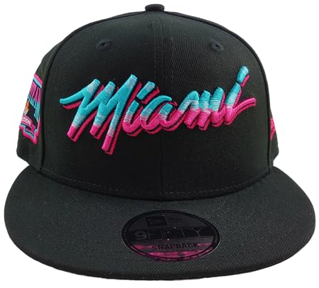New Era NBA Hoopteam 9Fifty Snapback Cap Miami Heat Black, Nero , S/M