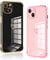 Vauki 2 Pièces Coque pour iPhone 13, Silicone Antichoc Housse, Étui avec Motif Coeur et Bordure Dorée pour iPhone 13, Noir et Rose
