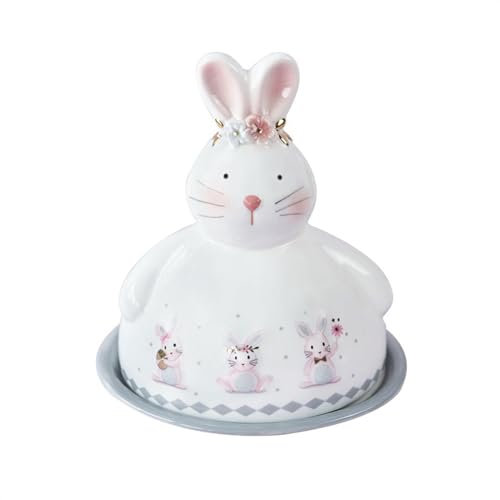 Butter Dish with Lid Kitchen Butter Dish Rabbit-Shaped Butter Dish with Lid Creative Cute Ceramic Tableware Cheese Box Snacks Dessert Tray Butter Dish