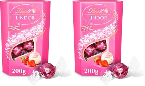 Lindt Lindor Strawberries & Cream 200g (Pack of 2)
