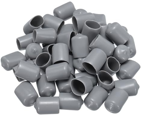 QUARKZMAN 50Stk Gummi-Endkappen 16mm(5/8) ID Vinyl PVC Rundrohr Bolzenkappe Abdeckung Schutzvorrichtungen für Schraubengewinde Grau