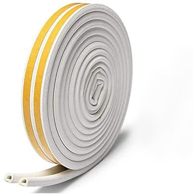 YHT 6m Type D Door Seal Strip with Self-Adhesive Anti-Collision Rubber,Rubber Sound Insulation Foam Sealing Tape for Door and Window,Draught Excluder Tape Weather Stripping