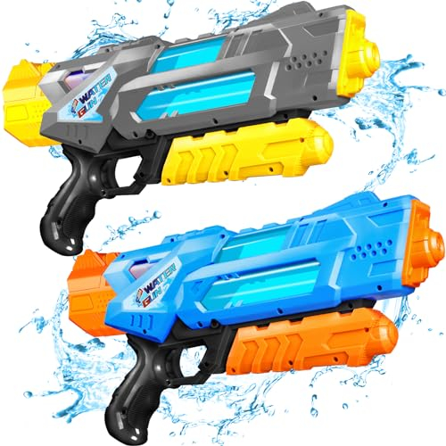 Wasserpistole für Kinder Erwachsene - 2 Pack Wasserpistole 1200ML großer Reichweite Super Wasser Blaster Soaker Wasserspritzpistole Sommer Draußen Schwimmbad Strand Sand Wasser Kampf Spielzeug