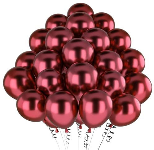 Luftballons Rot Metallic, 100 Stück 12 Zoll Matt Ballon, Chrom Grün für Geburtstagsdeko Hochzeit Taufe Deko Partydeko Luftballoons