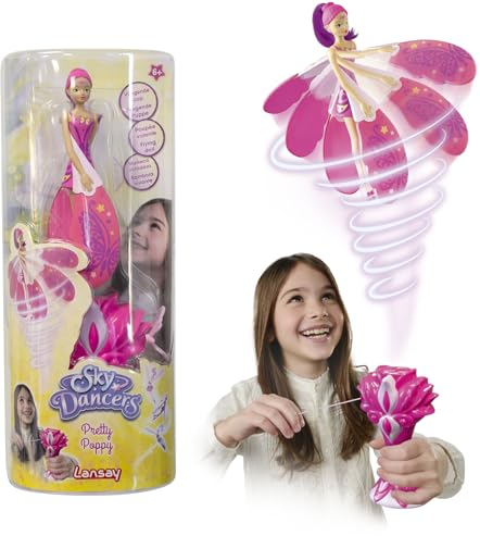 Lansay Sky Dancers – Pretty Poppy – Magische Fliegende Puppe für Kinder ab 6 Jahren – Fee, die mit einem Launcher fliegt – staunen Sie Ihre Kinder – funktioniert ohne Batterie – Geschenkidee