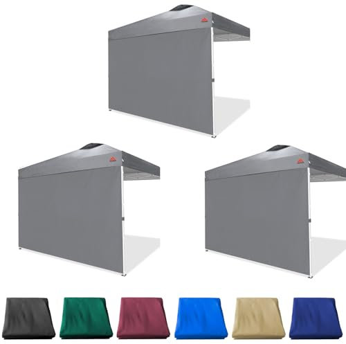 JANCANOPY SunWall – Lot de 3 parois latérales d'auvent uniquement, pour cadre d'auvent escamotable de 25,4 x 25,4 cm, gris foncé