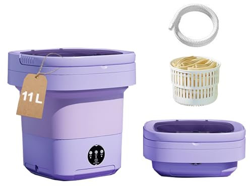 ARTAND Portable Washing Machine, 11L Mini Washing Machine, Upgraded Small washing machine for Underwear, Babies, Folding Portable Washer for Apartment, Student Dorm, RVs, Camping (Purple)