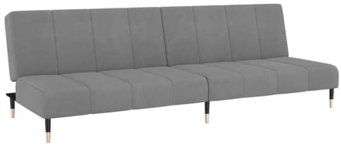 vidaXL Schlafsofa 2-Sitzer, Schlafcouch für Wohnzimmer Heimkino Büro, Gästebett mit Holzrahmen, Sofabett Tagesbett Couch Sofa Ausziehbar, Hellgrau Samt