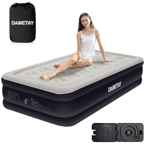 Dametay Luftmatratze Selbstaufblasend 1 Person, Hoch Luftbett mit integrierter Pumpe Bett aufblasbare Matratze Inflatable Mattress Air Bed with Electric Pump Luftmatratzen mit Motor Schlafmatratze