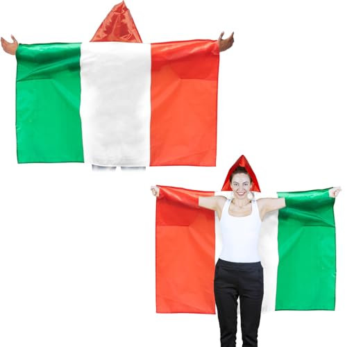 2Pack Italy Cape Flags Large, 3X5Ft Italian Cloak Flag Banner Decorations for Paris International Games Decor & 2024 Euro Football Championship, Flags of the World