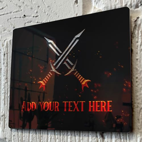 Personalised Aluminum Signs with Metal Fire-Effect Clipart Designs, (Various Sizes), Mirror Metal Finish, Gamer gaming