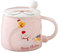 PLUSHCEWT Christmas Coffee Mug with Lid, Ceramic Tea Cup, Lovely Festival Cute Xmas Mugs 410ml (Pink)