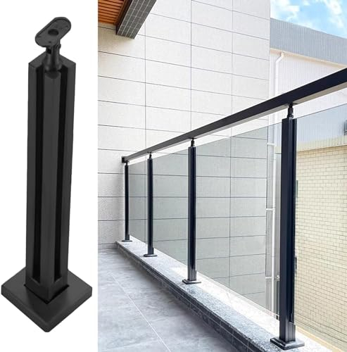 Handläufe, Deckgeländer, schwarze Glasgeländer-Säulenclips, aus Edelstahl, Glasgeländersäulen (Farbe: Eckpfosten, Größe: Höhe 85 cm)