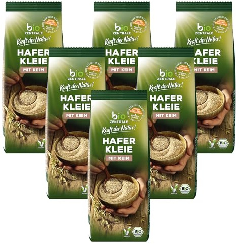 biozentrale Haferkleie | 6 x 500 g Bio Haferkleie | Ideal für Müsli & Backen | ballaststoffreiche Proteinquelle