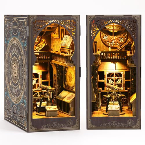 CRIOLPO DIY Book Nook Kit, Maison de poupée Miniature en Bois avec Meubles et lumière LED, Puzzle 3D en Bois, Serre-Livres d'art, Kit de Construction pour Les Personnes de Plus de 14 Ans