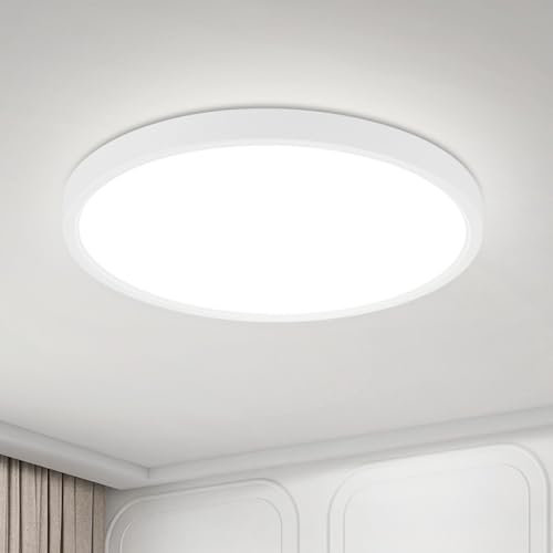 ZMH Deckenlampe LED Deckenleuchte Küche - Badezimmerlampe Flach 15W Küchenlampe Rund Flurlampe Kaltweiß Badezimmer Deckenbeleuchtung Ø18cm Badlampe Decke Schlafzimmerlampe für Flur Bad Schlafzimmer
