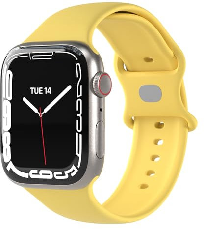 EAZY CASE Sport Armband für Apple Watch 44mm / 45mm / 46mm / 49mm verstellbares Silikon Ersatzarmband Sport Loop Band für Apple Watch Serie 11 10 9 8 7 6 5 4 3 2 1 SE für Damen Herren Gelb